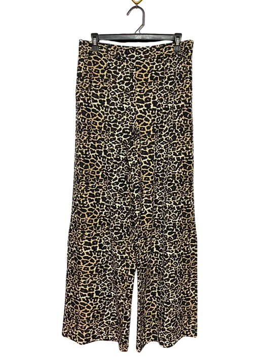 OBJECT |L| WAIST 31| B37| LEOPARD PRINT WIDE-LEG PANTS - HIGH-WAISTED STATEMENT TROUSERS WITH FRONT PLEATS