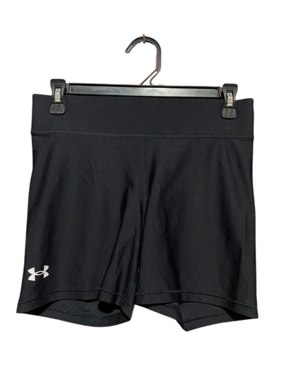 UNDER ARMOUR |M| WAIST 28| B37| BLACK COMPRESSION SHORTS - HIGH-WAISTED ATHLETIC BIKE SHORTS WITH LOGO