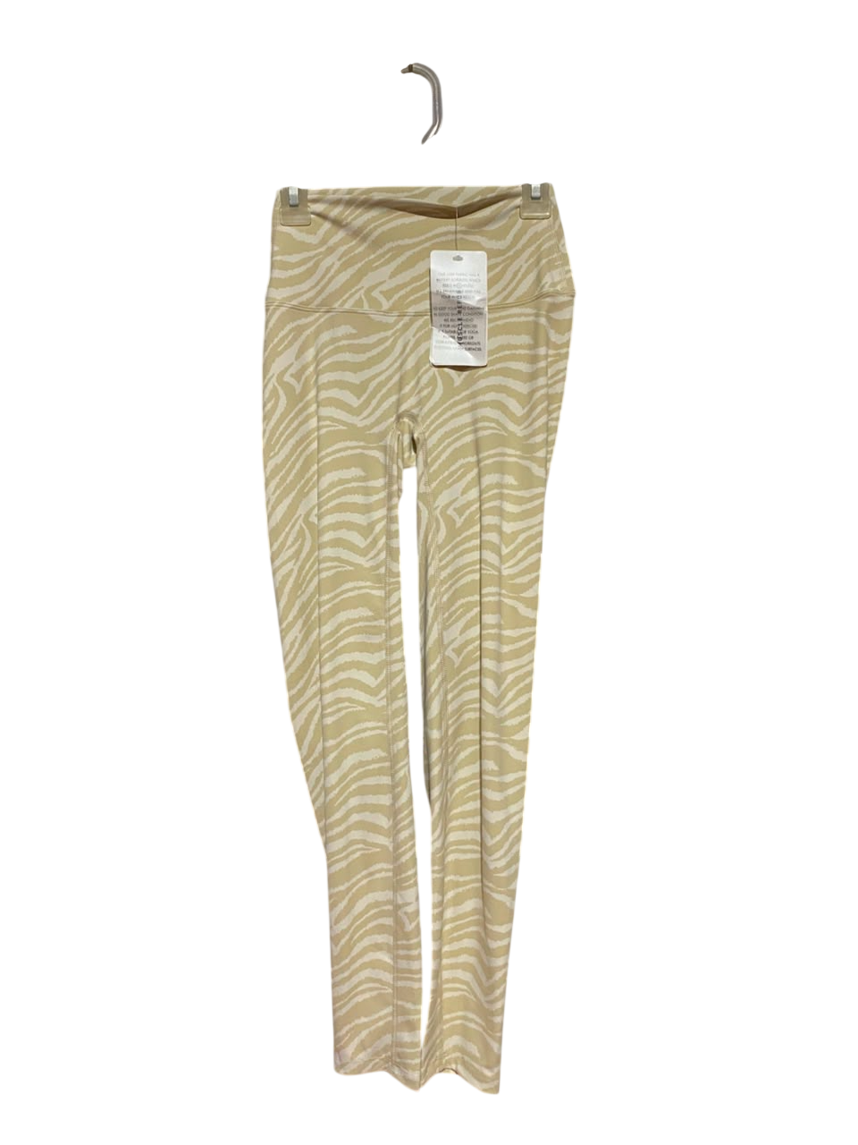 MUSCLE REPUBLIC |XS| WAIST 20 | B37| BEIGE ZEBRA PRINT LEGGINGS - HIGH-WAISTED FULL-LENGTH ATHLETIC PANTS