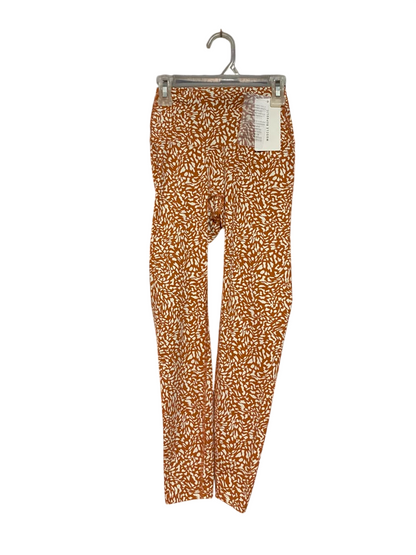MUSCLE REPUBLIC |XS| WAIST 19| B37| RUST ORANGE PRINTED LEGGINGS - HIGH-WAISTED FULL-LENGTH ATHLETIC PANTS