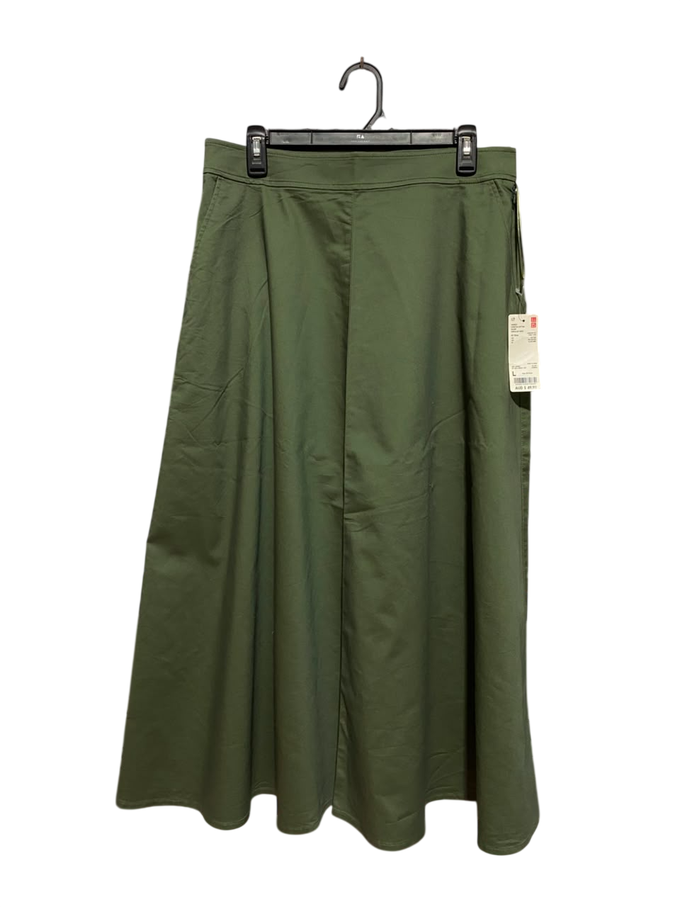UNIQLO |L| WAIST 32| B37|OLIVE GREEN A-LINE MAXI SKIRT