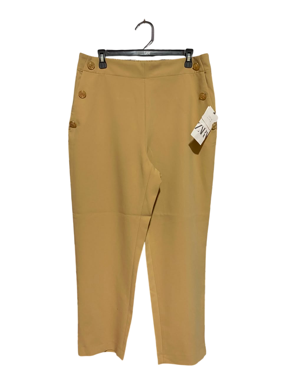 ZARA |XL| WAIST 32| B37| CHIC TAILORED PANTS WITH GOLD BUTTON