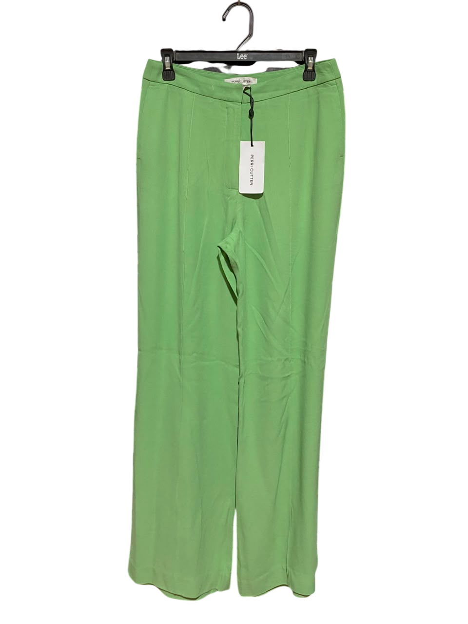 PERRI CUTTEN |M| WAIST 29| B37| WOMEN'S LIME GREEN HIGH-WAISTED WIDE-LEG TROUSERS