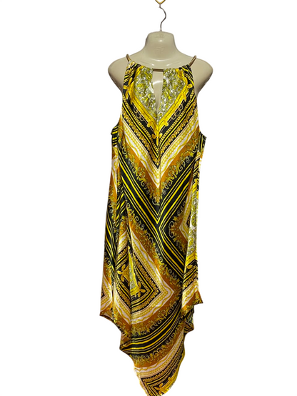 JOANNA HOPE |L| BUST FREE| B37| WOMEN'S LUXURY BAROQUE PRINT HALTER MAXI DRESS - GOLD AND BLACK
