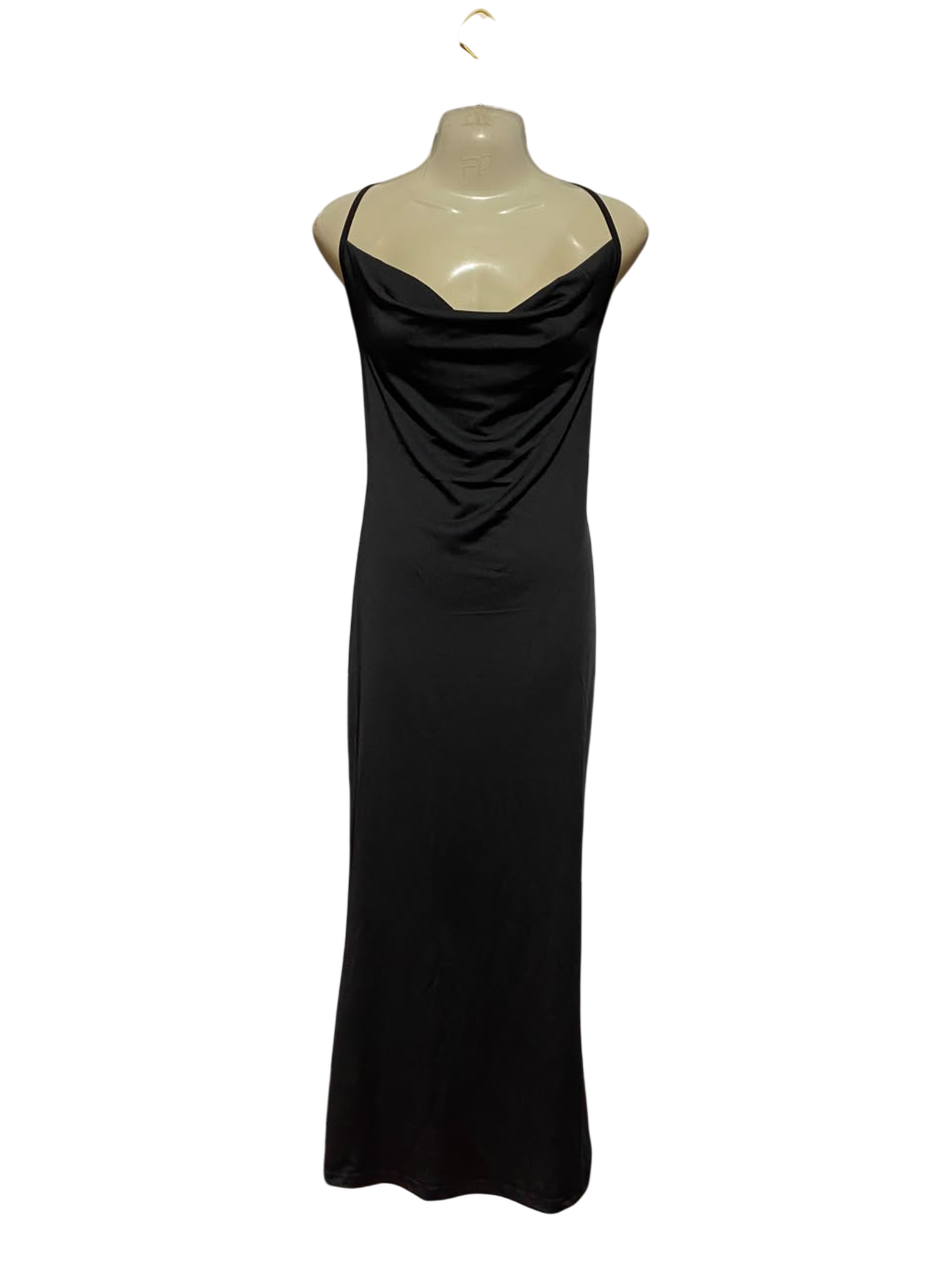 |L| BUST 17| B37| WOMEN'S BLACK COWL NECK MAXI DRESS