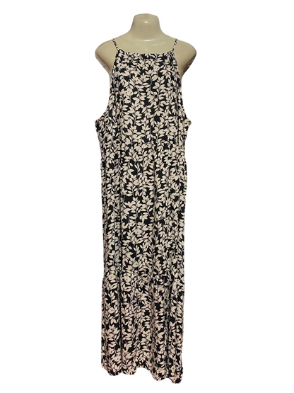 GEORGE |XL| BUST 24| B37| WOMEN'S BLACK AND WHITE LEAF PRINT MAXI DRESS