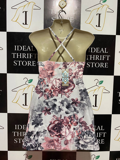 BOOHOO |S| BUST 15| B37| WOMEN'S FLORAL HALTER NECK MINI DRESS