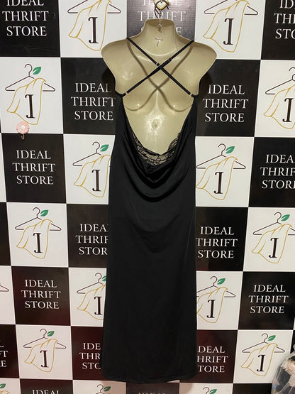 |L| BUST 17| B37| WOMEN'S BLACK COWL NECK MAXI DRESS