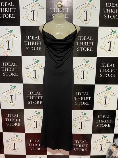 |L| BUST 17| B37| WOMEN'S BLACK COWL NECK MAXI DRESS