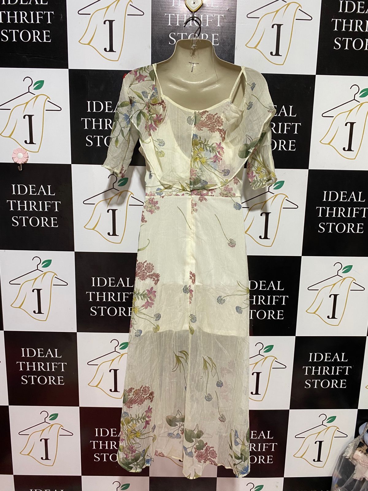 RIVER ISLAND |M| BUST 15| B37| WOMEN'S FLORAL COLD-SHOULDER MIDI DRESS