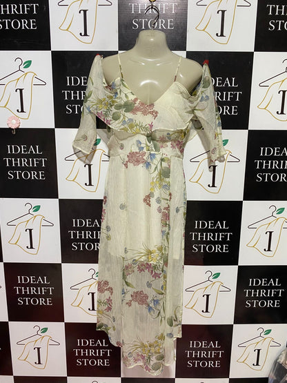 RIVER ISLAND |M| BUST 15| B37| WOMEN'S FLORAL COLD-SHOULDER MIDI DRESS