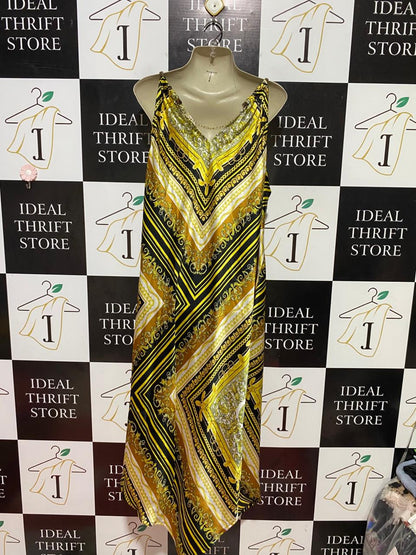 JOANNA HOPE |L| BUST FREE| B37| WOMEN'S LUXURY BAROQUE PRINT HALTER MAXI DRESS - GOLD AND BLACK