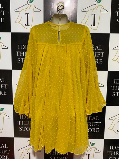 BOOHOO |M| BUST 18| B37| WOMEN'S MUSTARD YELLOW SWING MINI DRESS