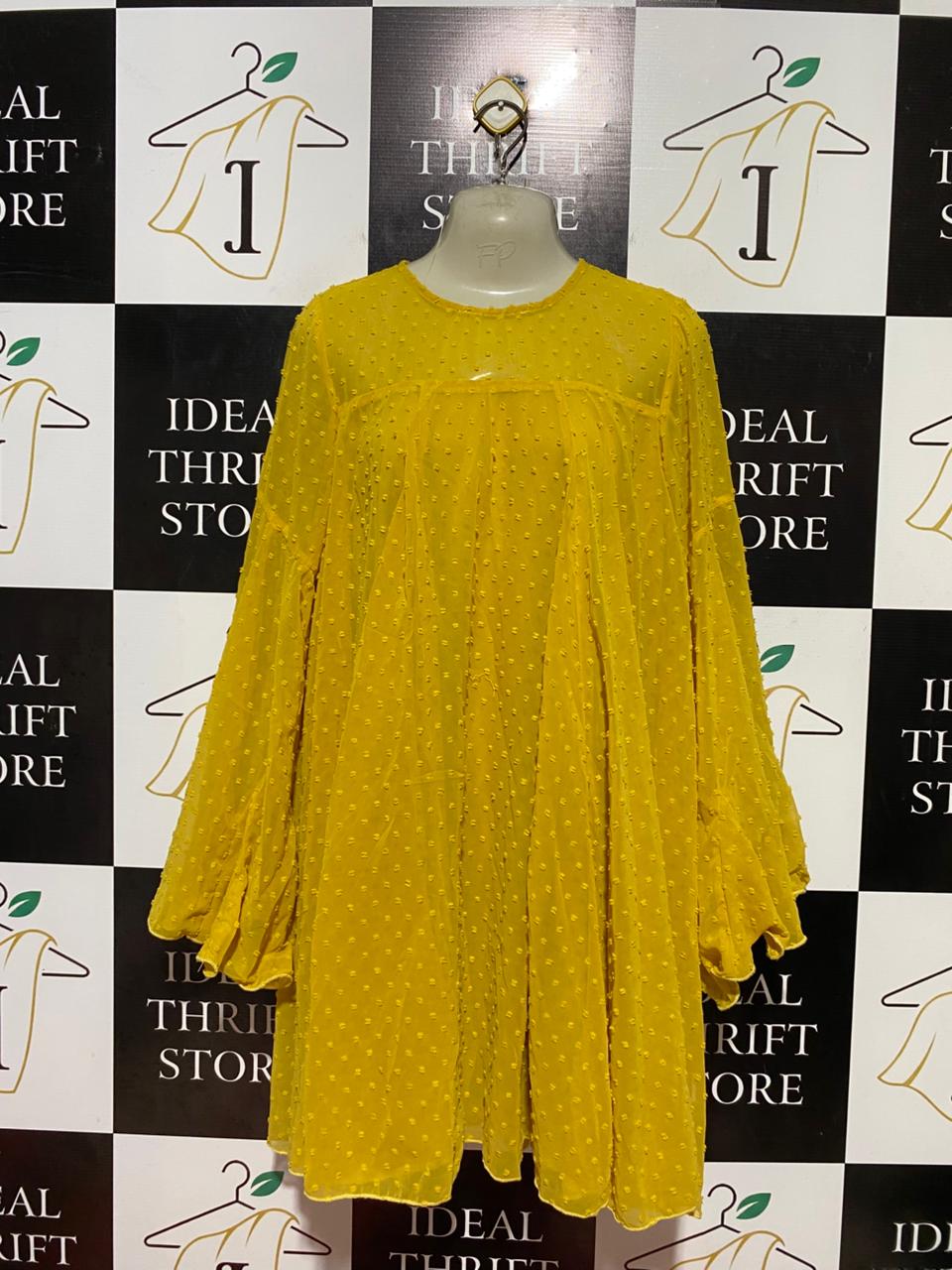 BOOHOO |M| BUST 18| B37| WOMEN'S MUSTARD YELLOW SWING MINI DRESS