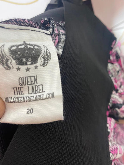 QUEEN THE LABLE |XXL| WAIST 40| B37|  GEOMETRIC PRINT MAXI SKIRT - CHIC PINK AND BLACK HIGH-WAISTED FLOWY LONG SKIRT