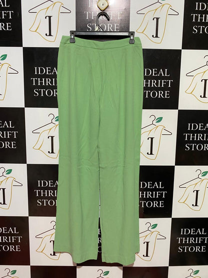 PERRI CUTTEN |M| WAIST 29| B37| WOMEN'S LIME GREEN HIGH-WAISTED WIDE-LEG TROUSERS