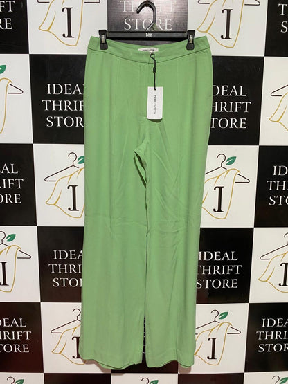 PERRI CUTTEN |M| WAIST 29| B37| WOMEN'S LIME GREEN HIGH-WAISTED WIDE-LEG TROUSERS