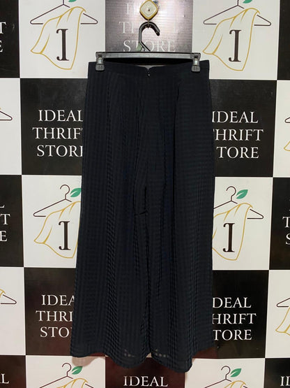 THE FIFTH |M| WAIST 28| B37| BLACK TEXTURED WIDE-LEG TROUSERS - ELEGANT RELAXED FIT DRESS PANTS BY THE FIFTH LABEL