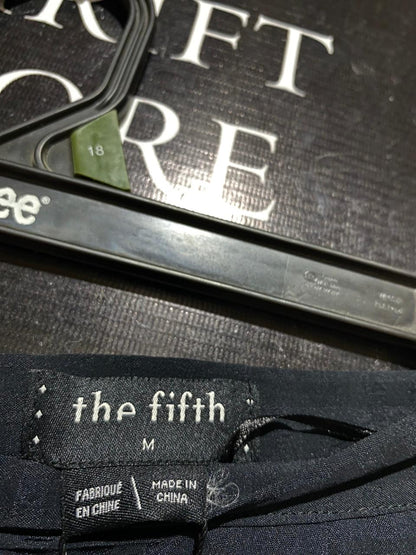 THE FIFTH |M| WAIST 28| B37| BLACK TEXTURED WIDE-LEG TROUSERS - ELEGANT RELAXED FIT DRESS PANTS BY THE FIFTH LABEL