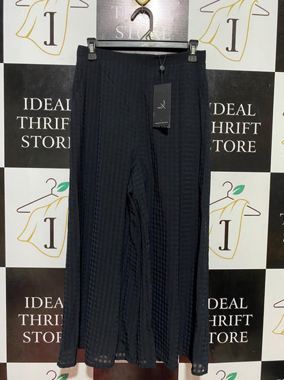THE FIFTH |M| WAIST 28| B37| BLACK TEXTURED WIDE-LEG TROUSERS - ELEGANT RELAXED FIT DRESS PANTS BY THE FIFTH LABEL