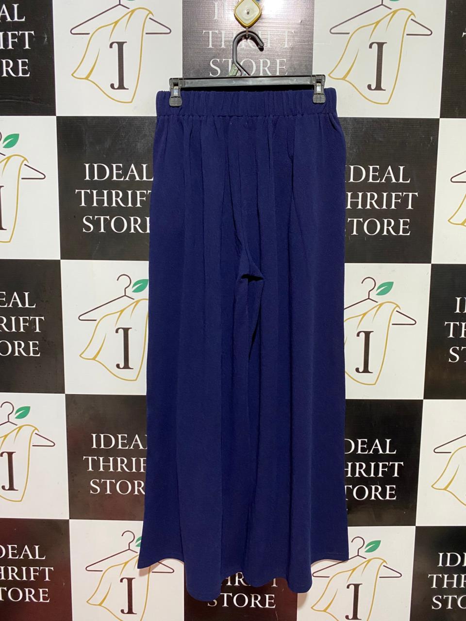 VALLEY GIRL |M| WAIST 27| B37| NAVY BLUE MILITARY-STYLE WIDE-LEG TROUSERS