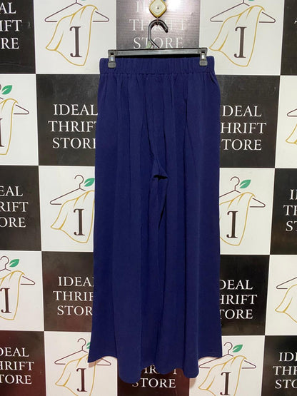 VALLEY GIRL |M| WAIST 27| B37| NAVY BLUE MILITARY-STYLE WIDE-LEG TROUSERS