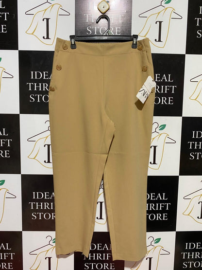 ZARA |XL| WAIST 32| B37| CHIC TAILORED PANTS WITH GOLD BUTTON