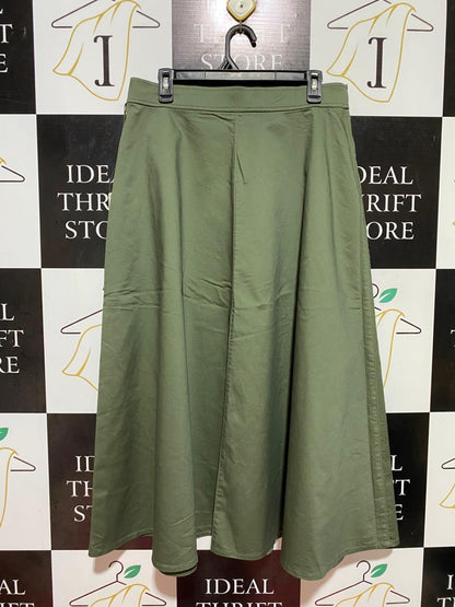 UNIQLO |L| WAIST 32| B37|OLIVE GREEN A-LINE MAXI SKIRT