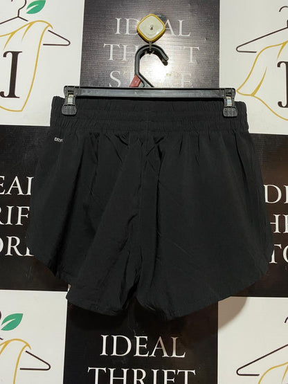 PUMA |S| WAIST 26| B37| BLACK RUNNING SHORTS - HIGH-WAISTED ATHLETIC SHORTS WITH SILVER TRIM
