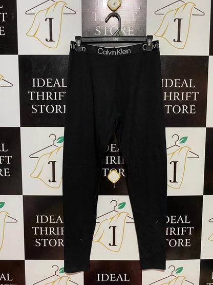 CALVIN KLEIN |M| WAIST 28| B37| BLACK LEGGINGS - COMFORT LOGO WAISTBAND FULL-LENGTH LEGGINGS