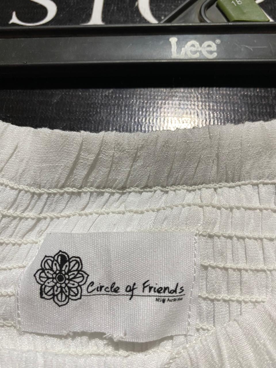 CIRCLE OF FRIENDS |M| WAIST 28| B37| PURE WHITE WIDE-LEG LINEN-LOOK PANTS - HIGH-WAISTED SMOCKED SUMMER CULOTTES WITH SIDE SLITS
