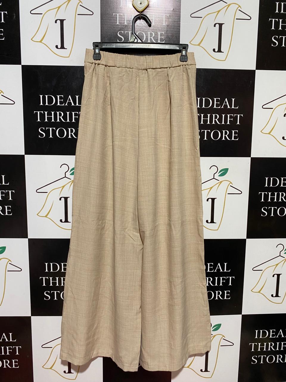 SHEIN |M| WAIST 27| B37| TAN BEIGE WIDE-LEG TROUSERS - HIGH-WAISTED PLEATED TAILORED DRESS PANTS