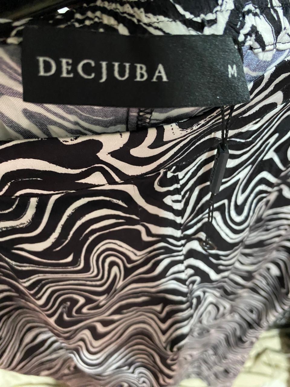 DECJUBA |M| WAIST 32| B37| BLACK AND WHITE SWIRL PRINT WIDE-LEG PANTS - HIGH-WAISTED PSYCHEDELIC STATEMENT TROUSERS