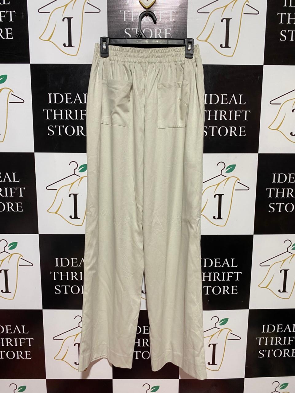 DISSH |S| WAIST 26| B37| OATMEAL CREAM WIDE-LEG PANTS - HIGH-WAISTED RELAXED TROUSERS
