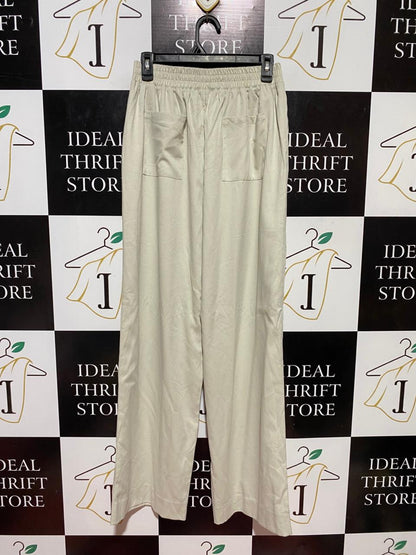 DISSH |S| WAIST 26| B37| OATMEAL CREAM WIDE-LEG PANTS - HIGH-WAISTED RELAXED TROUSERS