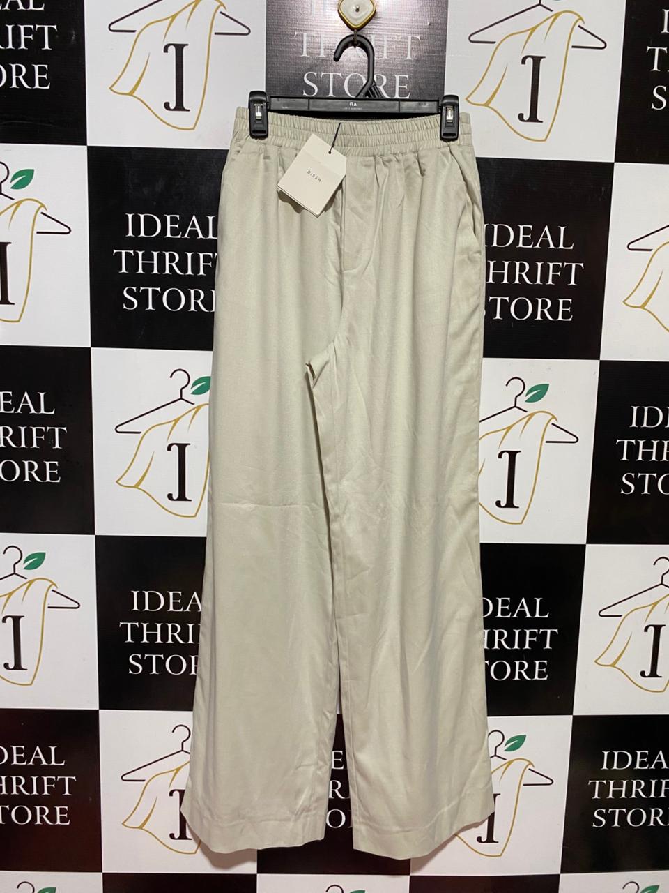 DISSH |S| WAIST 26| B37| OATMEAL CREAM WIDE-LEG PANTS - HIGH-WAISTED RELAXED TROUSERS
