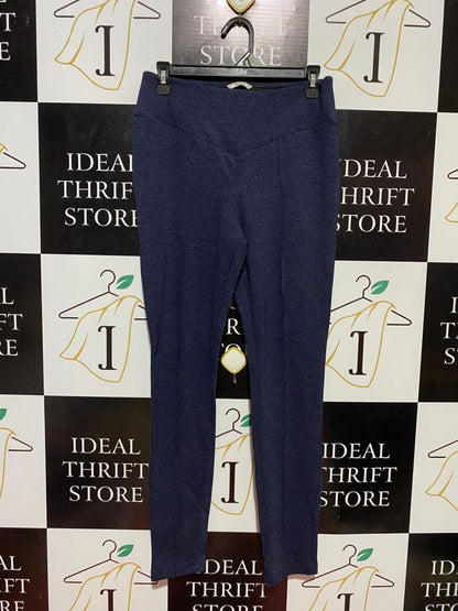 TU WOMAN |L| WAIST 29| B37| DEEP NAVY BLUE DENIM-LOOK COMFORT LEGGINGS - HIGH-WAISTED SLIMMING PANTS WITH V-WAIST