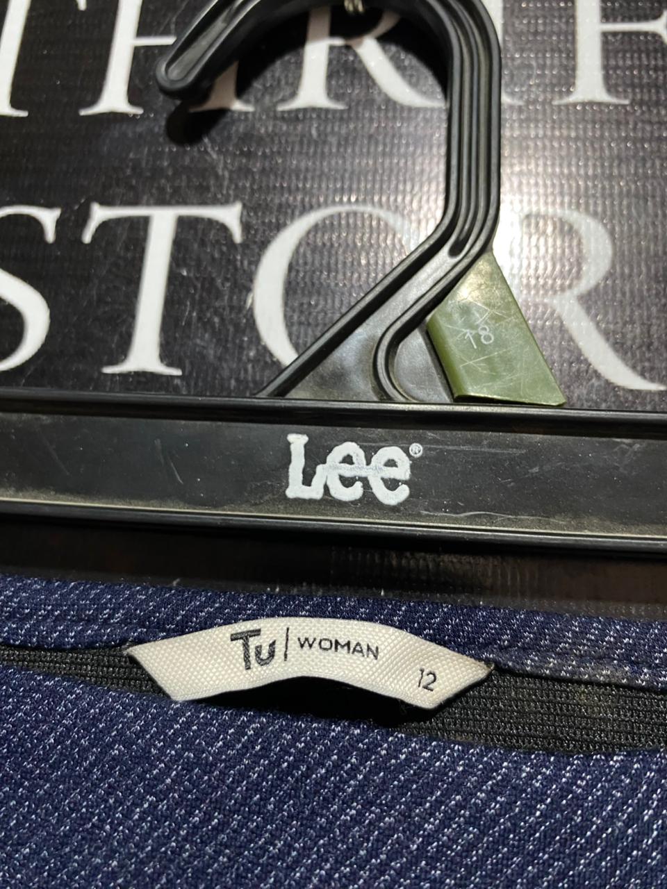 TU WOMAN |L| WAIST 29| B37| DEEP NAVY BLUE DENIM-LOOK COMFORT LEGGINGS - HIGH-WAISTED SLIMMING PANTS WITH V-WAIST