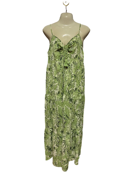 BLUE VANILLA |M| BUST 18| B38| SOLID SAGE GREEN TIERED MAXI DRESS