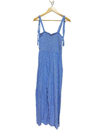 NEW LOOK |S| BUST 14| B38| SMOCKED BUST CASUAL WIDE-LEG SUMMER JUMPSUIT WITH TIE STRAPS