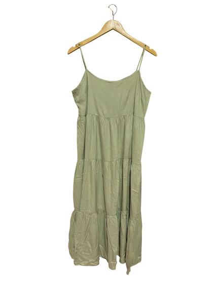 PRIMARK CARES |M| BUST 18| B38| CASUAL SAGE GREEN TIERED MAXI DRESS - SUMMER SPAGHETTI STRAP BOHO SUN_DRESS