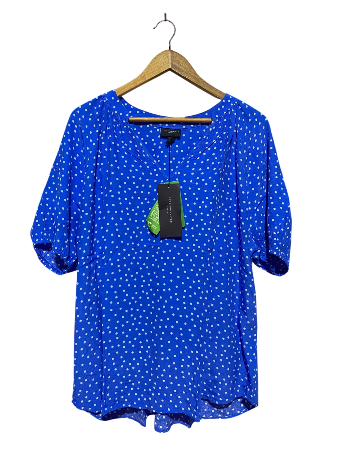 LIVE UNLIMITED |M| BUST 25| B38| ROYAL BLUE POLKA DOT BLOUSE