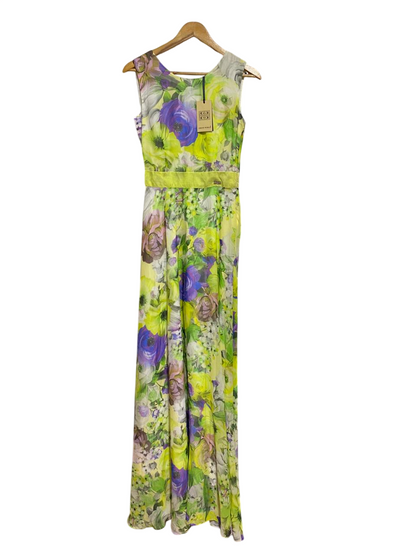 GREEN WORLD |S| BUST 16| B38| VIBRANT FLORAL PRINT SLEEVELESS MAXI DRESS