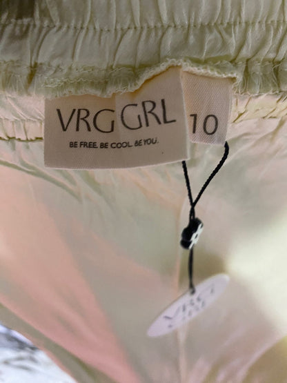 VRG GRL |M| WAIST 27| B38| LUXE SHIMMERING LIME CHAMPAGNE SATIN MAXI SKIRT