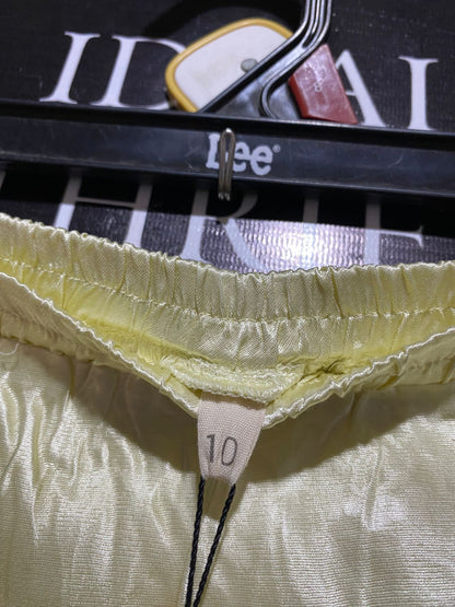 VRG GRL |M| WAIST 27| B38| LUXE SHIMMERING LIME CHAMPAGNE SATIN MAXI SKIRT