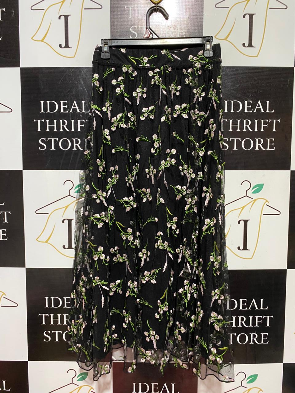 H&M |S| WAIST 27| B38| ELEGANT EMBROIDERED FLORAL MESH MAXI SKIRT