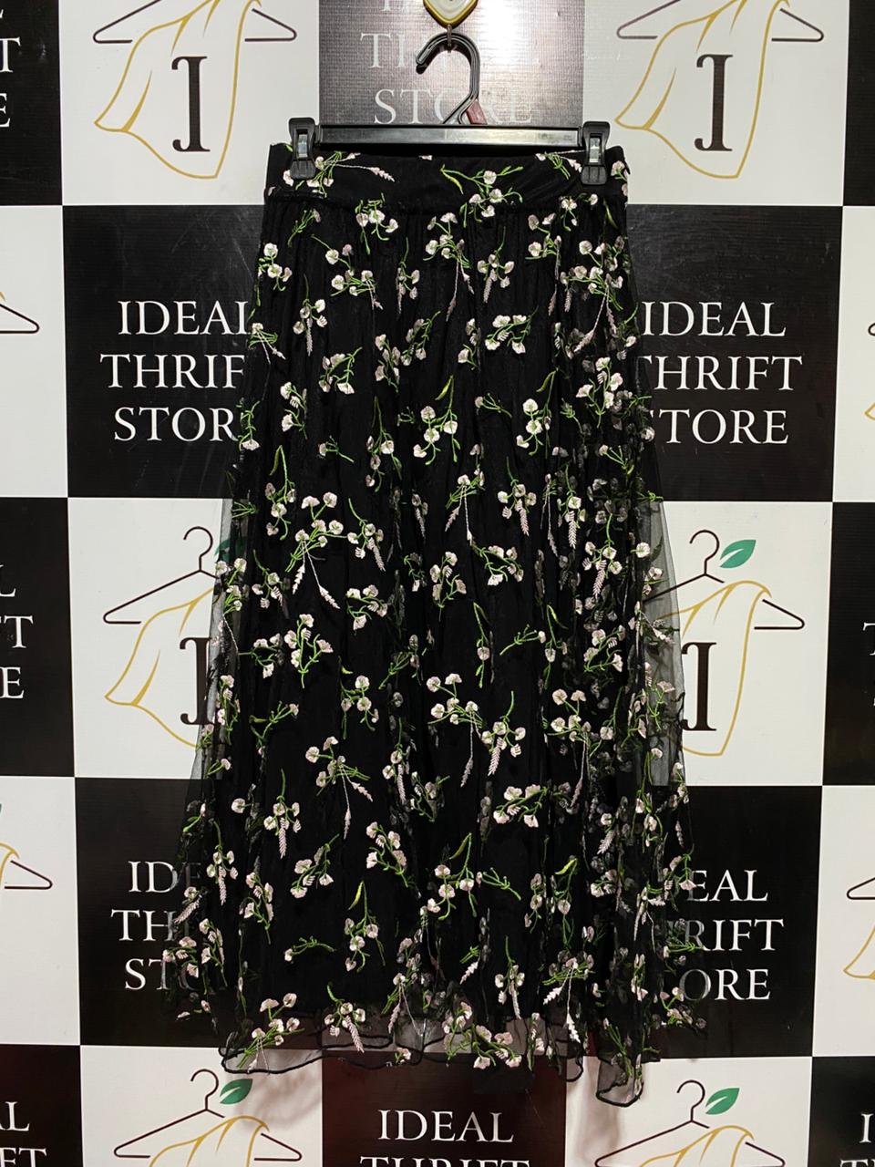 H&M |S| WAIST 27| B38| ELEGANT EMBROIDERED FLORAL MESH MAXI SKIRT