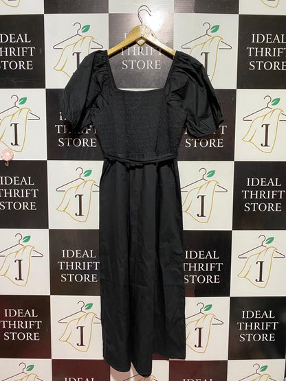 KENSIE |M| BUST 16| B38| CLASSIC BLACK SMOCKED BODICE JUMPSUIT