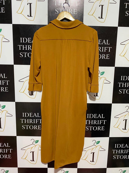 LIVE UNLIMITED |L| BUST 20| B38| MUSTARD YELLOW V-NECK SHIRT DRESS