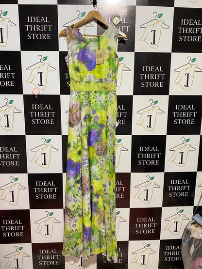 GREEN WORLD |S| BUST 16| B38| VIBRANT FLORAL PRINT SLEEVELESS MAXI DRESS